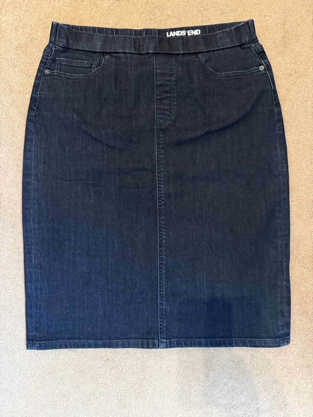 Lands' End Women's Dark Indigo Denim Pencil Skirt sz 10
